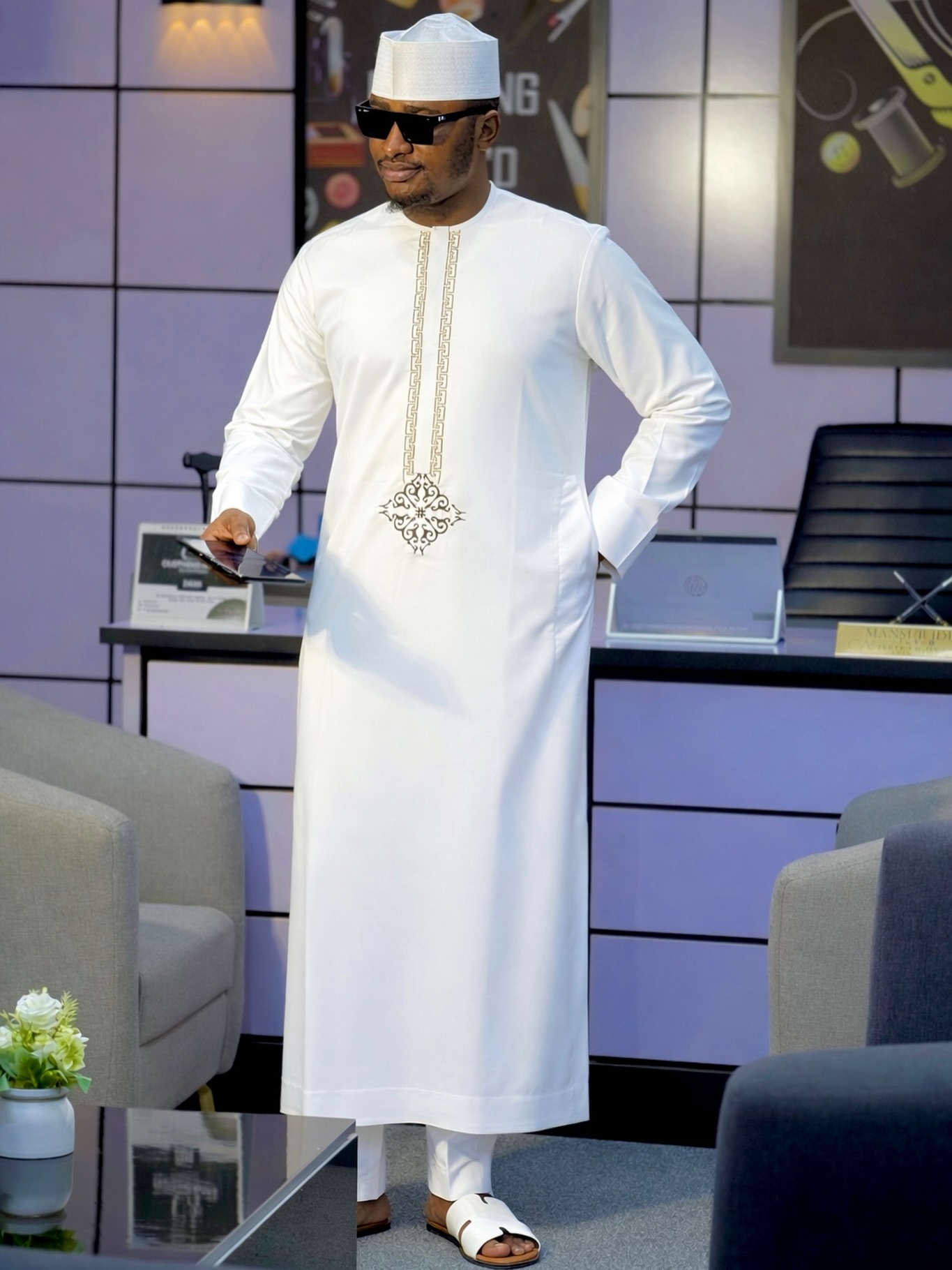 Blue Pinstripe Dashiki